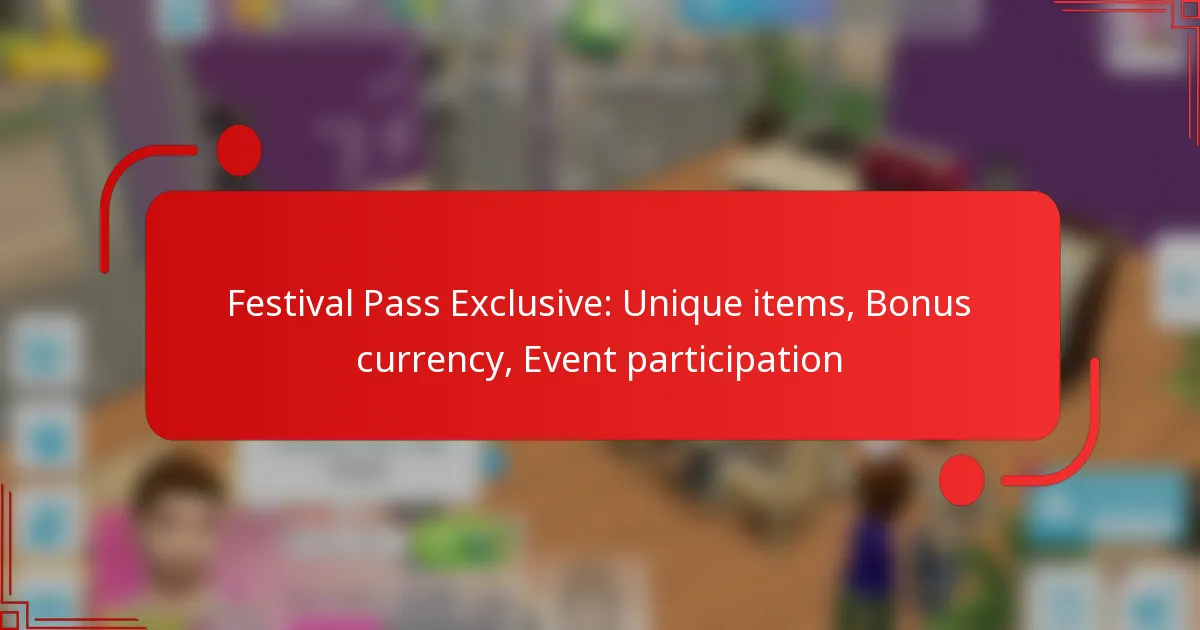 Festival Pass Exclusive: Unique items, Bonus currency, Event participation