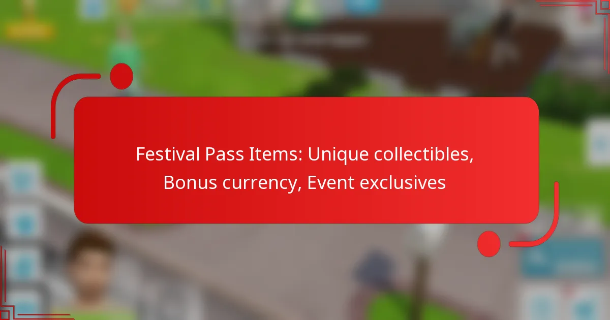 Festival Pass Items: Unique collectibles, Bonus currency, Event exclusives