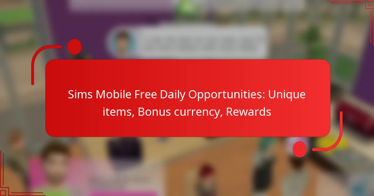 Sims Mobile Free Daily Opportunities: Unique items, Bonus currency, Rewards