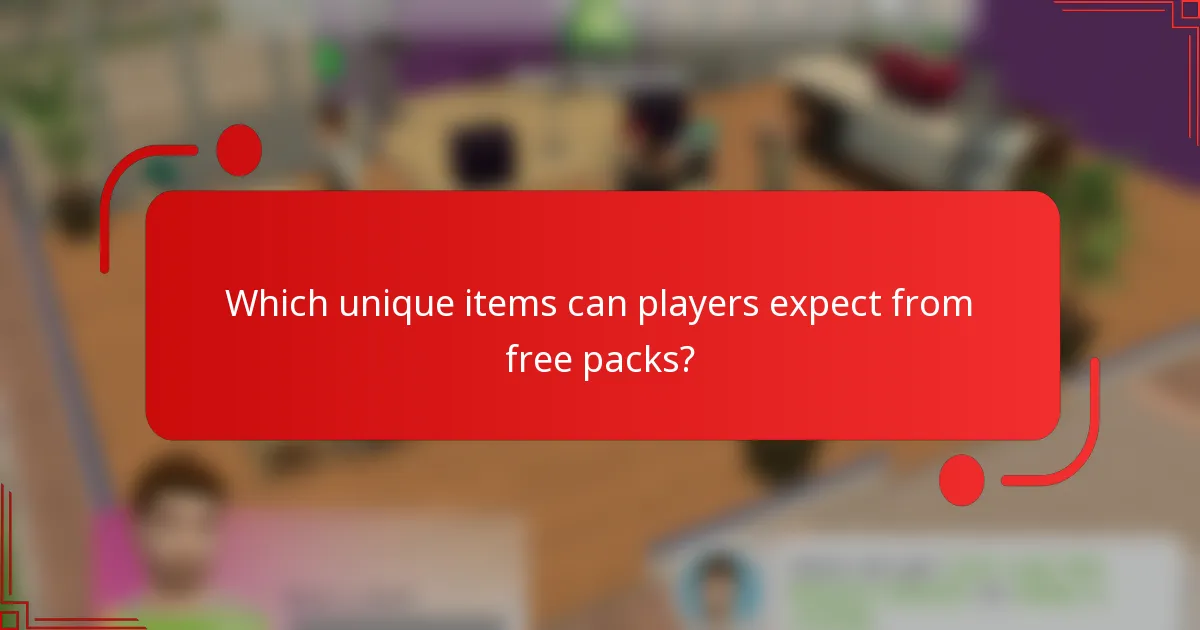 Which unique items can players expect from free packs?